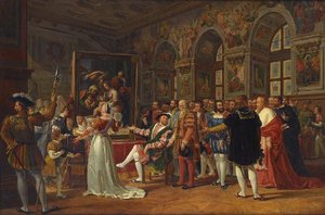 Francois Ier Recevant Dans La Salle Des Suisses À Fontainebleau La Grande Sainte Famille De Raphaël — Anicet Charles Gabriel Lemonnier