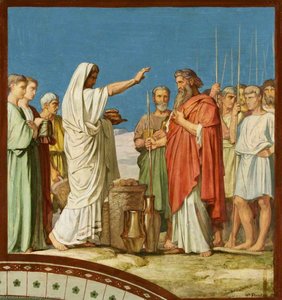 Melchizedek offering bread and wine, blessed Abraham