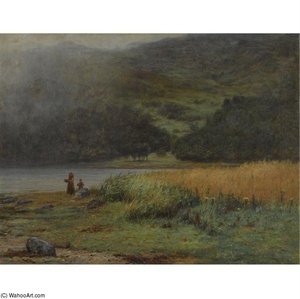 Mother And Child By A Loch — Joseph Henderson