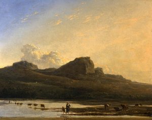River Landscape With Cattle And Small Figures — Карел Дюжарден