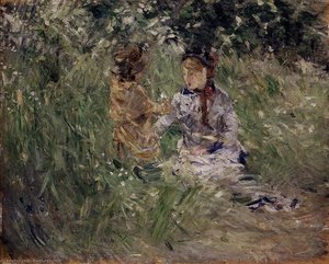 Julie With Pasie In The Garden At Bougival — Berthe Morisot, Impressionist Painting
