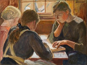 Children Reading — Pekka Halonen, Realism