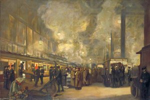 Charing Cross Station Detraining Wounded By The British Red Cross Society And Order Of St John — John Hodgson Lobley
