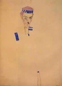 Man With Blue Headband And Hand On Cheek — Егон Шиле, Expressionism