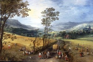 A Summer Landscape With Harvesters — Jan De Momper