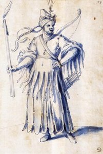 Costume Drawing For A Female Figure With Torch — Giuseppe Arcimboldo, Renaissance Mannerism
