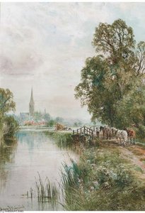 Harvesters Before Salisbury Cathedral