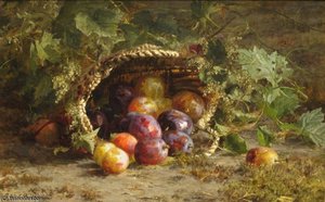 Still Life With Prunes On A Forest Ground