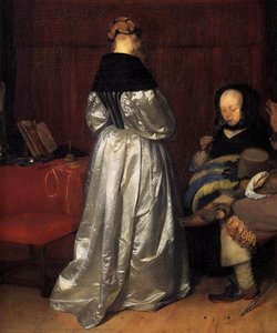 Paternal Admonition (detail) — Gerard Ter Borch, Dutch Golden Age