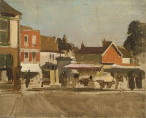 View Of A Town Centre With An Equestrian Monument — Gunning King