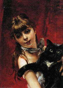 Girl With Black Cat — Giovanni Boldini