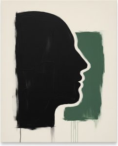 Monolithic Silhouette In Forest Shadows: A Singular Study Of Weight And Melancholy — Laurent Fabre, Neo-abstract Art (modern Abstract Compositions)