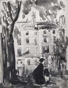 Study For ''bulfinch Houses, Beacon Hill'' — George Benjamin Luks, Ashcan School