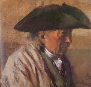 Peasant With A Three-cornered Hat — Adolph Von Menzel