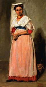 Standing Italian Woman From Albano In Festive Costume — Jean-baptiste-camille Corot, Realism