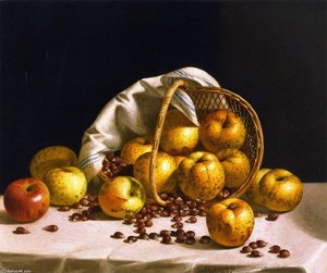Still LIfe, Yellow Apples and Chestnuts Spilling from a Basket