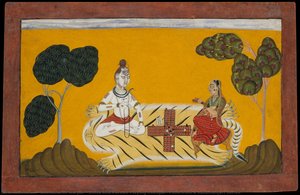 Shiva And Parvati Playing Chaupar: Folio From A Rasamanjari Series — Devidasa Von Nurpur