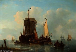 A vis hoeker and other dutch fishing ships riding at anchor