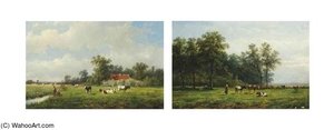 Fishing In A Dyke — Anthonie Jacobus Van Wijngaerdt