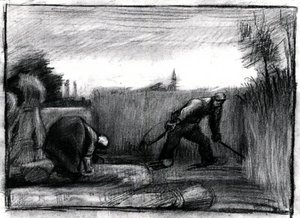 Campo De Trigo Con Segador Y Campesina Encorvada — Vincent Willem Van Gogh