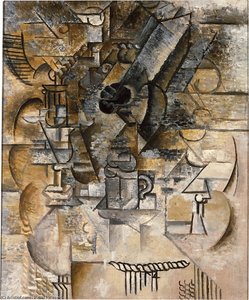Pedestal, Glasses, Cups, Mandolin — Pablo Picasso