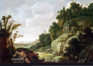 Mountain Landscape With Narcissus — Jacob Symonsz Pynas