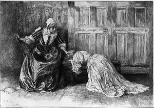Illustration For Barbara Allen Kneeling In Sorrow — Edwin Austin Abbey