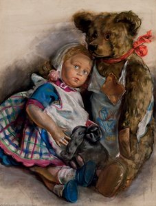 The Popoffs' Doll, Teddy Bear And Toy Elephant — Zinaida Serebriakova