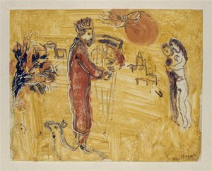 König Salomo Mit Harfe — Marc Chagall