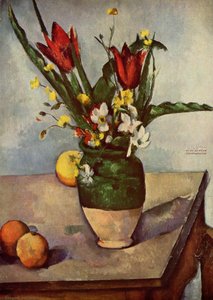 Still Life, Tulips And Apples — Paul Cézanne, Post-impressionism