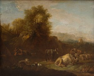 Landscape With Animals And A Shepherd — Nicolaes Pieterszoon Berchem