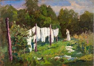 Woman With Wash (late Afternoon In June) — Theodore Clement Steele