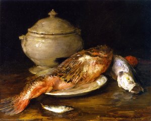 Still Life (also Known As Fish From The Adriatic) — William Merritt Chase, Impressionist Painting