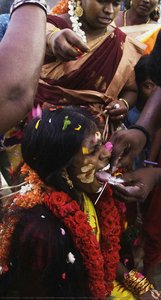 Alagu kutthudhal (tongue piercing) a sacrifice done for the goddess Amman in the auspicious month Aadi
