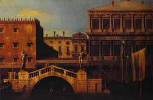 Capriccio - The Ponte Della Pescaria And Buildings On The Quay — Canaletto