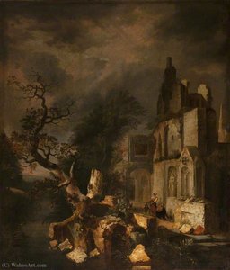 Landscape with Ruined Buildings and Figures