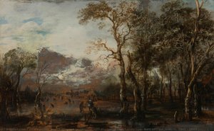 Wooded Landscape With Hunter/winter Landscape, Aert Van Der Neer, C. 1642 - 1643 — Aert Van Der Neer