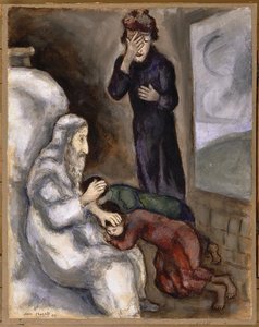 Blessing Of Ephraim And Manasseh — Marc Chagall, Naive Expressionism