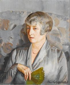 Portrait Of Madam Barthelemy With Green Fan — Boris Dmitrievich Grigoriev