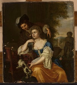 Young Lady And A Man At A Table — Michiel Van Musscher