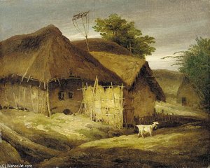 Bengal Village With A Goat In The Foreground — George Chinnery