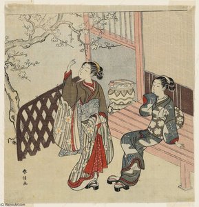 Dve Mlade Žene Koje Se Dive Cvetu Trešnje — Сузуки Харунобу, Ukiyo-e