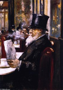 Newspaper Reader At The Café (also Known As Gentleman At A Coffee House) — Lesser Ury