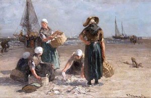 Fishwives On The Beach — Bernardus Johannes (bernard) Blommers