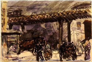 A Winter Day - Under The Elevated Near Brooklyn Bridge — George Wesley Bellows