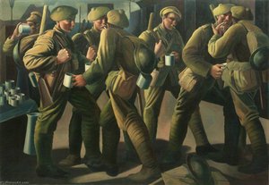 The Arrival Of A Leave Train, Victoria Station, 1918 — Bernard Meninsky