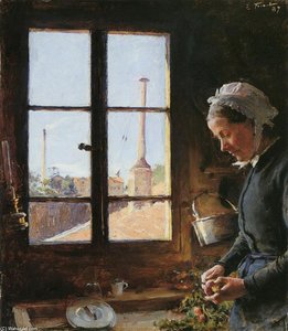 Portrait De Sa Mère Épluchant Un Navet, Devant Une Fenêtre — Émile Friant