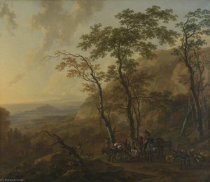 Mountainous Landscape With Muleteers — Nicolaes Pietersz Berchem, Dutch Golden Age