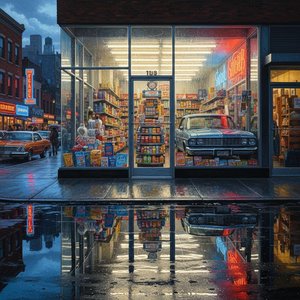 Amber Glows Amidst Midnight Reflections: A Singular Vision Of Urban Solitude — Amélie Rolland, Photorealist Pop