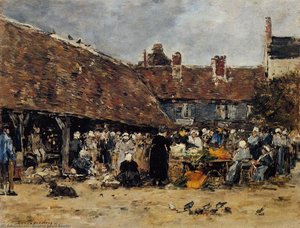 Market At Trouville — Eugène Louis Boudin